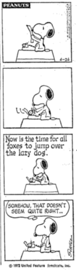 「懒狗竟是我自己？」史努比漫画，1972 年 8 月 5 日，《纽约时报》